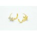 Fashion Hoop Flower shape Bali Earrings yellow Gold Plated white Zircon Stones